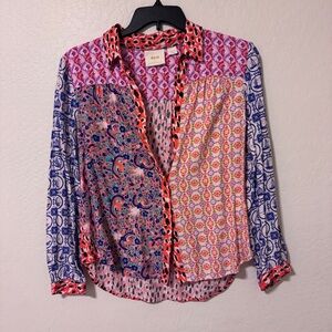 Maeve Vibrant Red and Purple Blouse